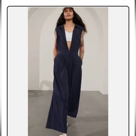 Athleta Brooklyn Heights Wide Leg Jumpsuit Navy 2P - Picture 1 of 10